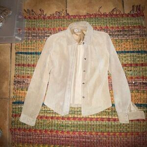Ann Taylor Cream Women's lightweight leather Jacket